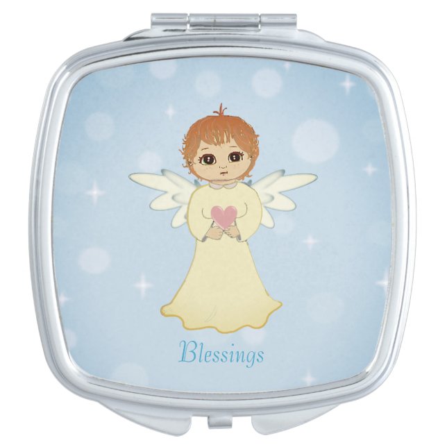 Cute Little Angel on Light Blue Compact Mirror (Front)