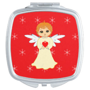 Cute Little Angel on Red Compact Mirror