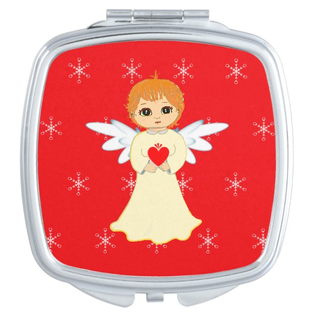 Cute Little Angel on Red Compact Mirror (Front)