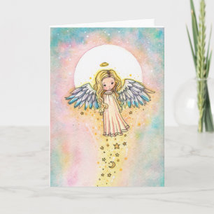 Cute Little Angel Watercolor Art Card Blank