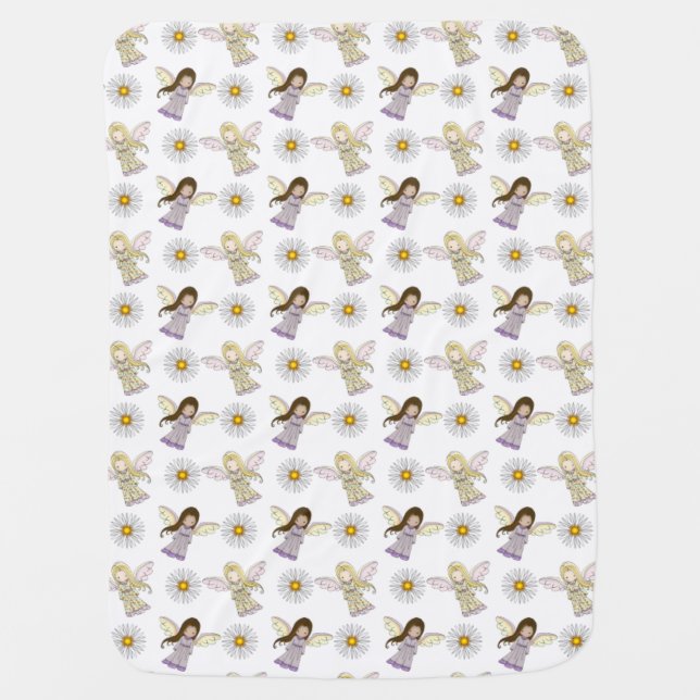 Cute Little Angels Baby Throw Receiving Blanket (Front)