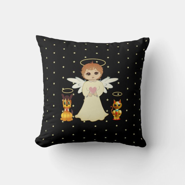 Cute Little Angels Throw Pillow (Front)