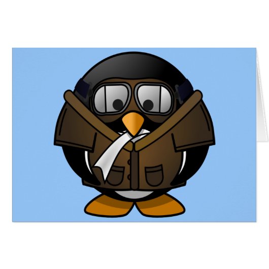 Cute little animated pilot penguin cards (Front Horizontal)