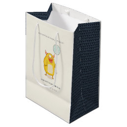 Cute Little Aqua Yellow Happy Monster Baby Shower Medium Gift Bag