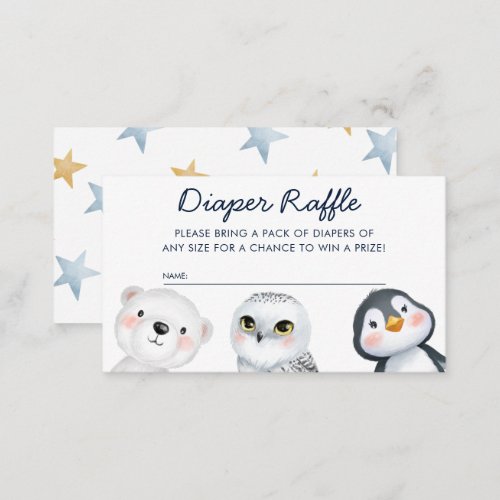 Cute Little Arctic Diaper Raffle Baby Shower Enclosure Card
