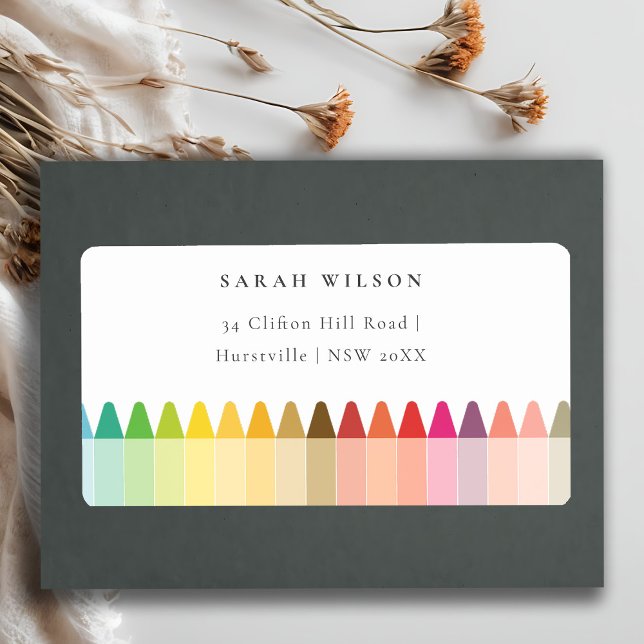 Cute Little Artist Crayon Fun Rainbow Address Label (Creator Uploaded)