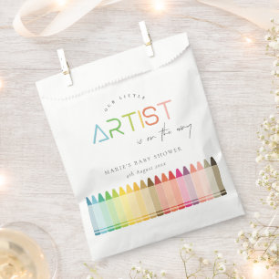 Cute Little Artist Crayon Fun Rainbow Baby Shower Favor Bag