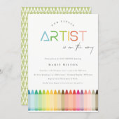 Cute Little Artist Crayon Fun Rainbow Baby Shower Invitation (Front/Back)