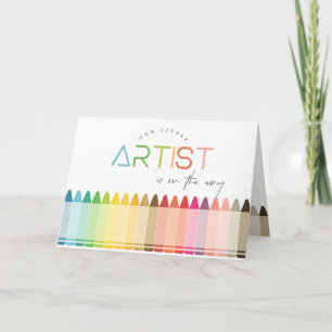 Cute Little Artist Crayon Fun Rainbow Baby Shower Letterpress Thank You Card