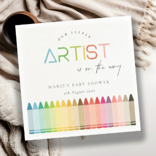 Cute Little Artist Crayon Fun Rainbow Baby Shower Napkins