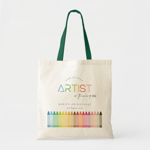 Cute Little Artist Crayon Rainbow Ant Age Birthday Tote Bag
