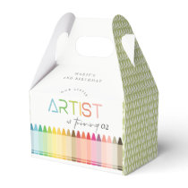 Cute Little Artist Crayon Rainbow Any Age Birthday Favor Boxes