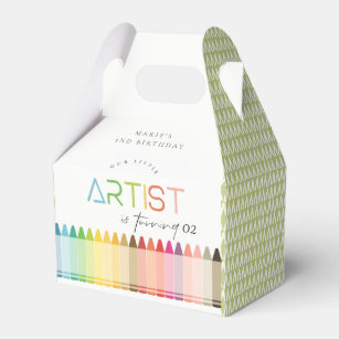 Cute Little Artist Crayon Rainbow Any Age Birthday Favor Boxes