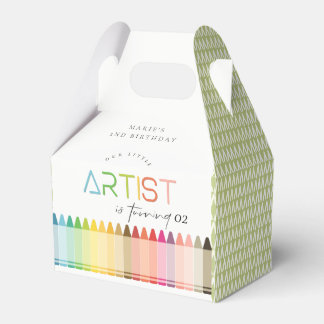 Cute Little Artist Crayon Rainbow Any Age Birthday Favor Boxes