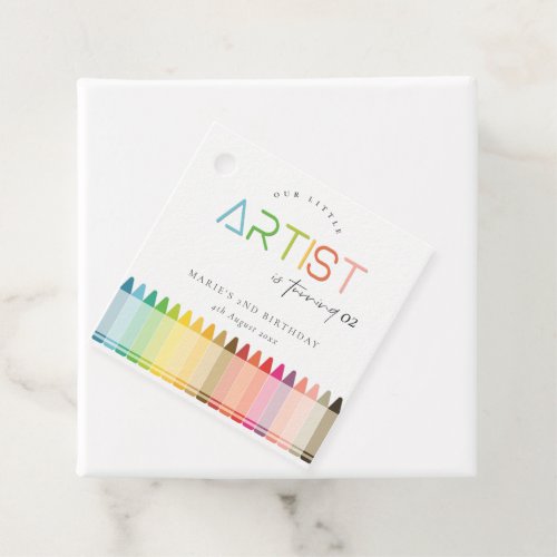 Cute Little Artist Crayon Rainbow Any Age Birthday Favor Tags