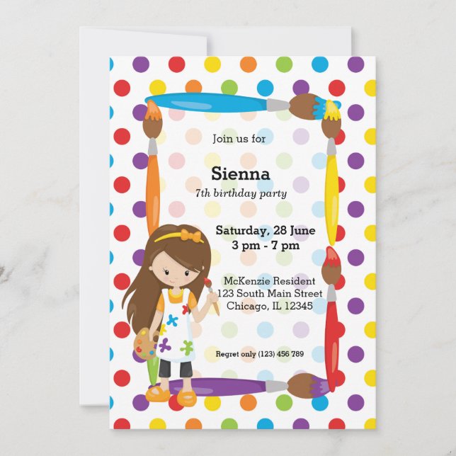 Cute Little Artist Invitation (Front)