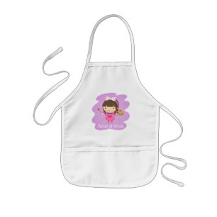 Cute Little Artist Painter Girl at Work Kids' Apron