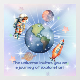 Cute Little Astronaut in Outer Space  Wall Decal