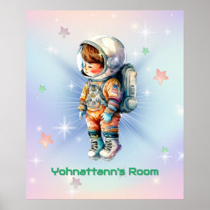 Cute Little Astronaut in Spacesuit  Poster