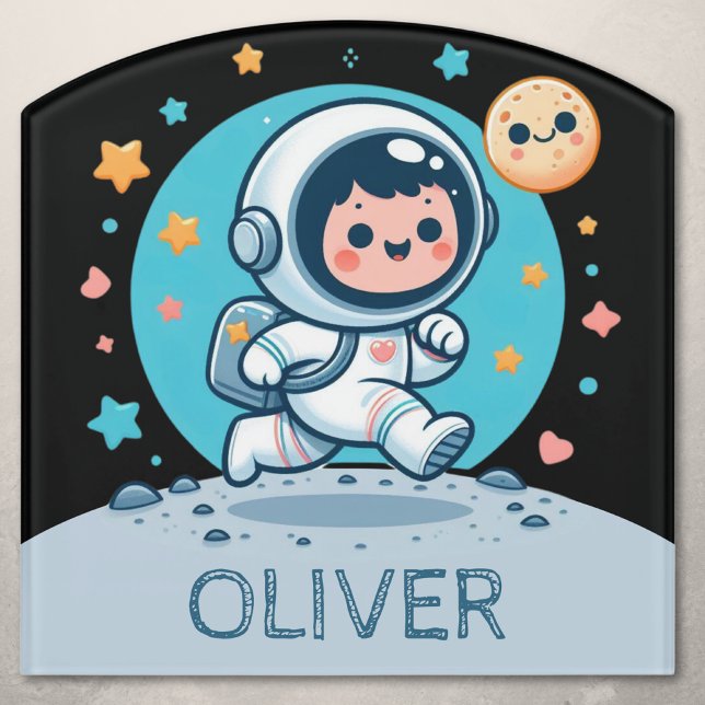 Cute Little Astronaut on the Moon Door Sign (Creator Uploaded)