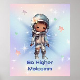 Cute Little Astronaut Wearing a Spacesuit Poster