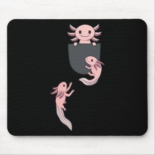 Cute Little Axolotl Playing Climbing In Pocket Men Mouse Pad