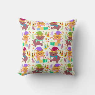 Cute Little Baby Animal Christmas Pattern Children Throw Pillow