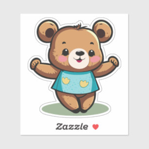 Cute Little Baby Bear Dancing With A Smile Sticker