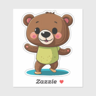 Cute Little Baby Bear Dancing With A Smile Sticker