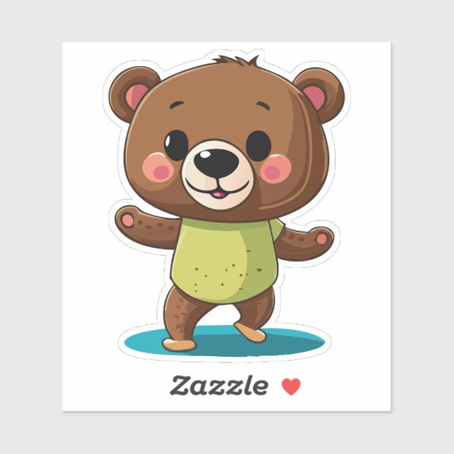 Cute Little Baby Bear Dancing With A Smile Sticker (Sheet)