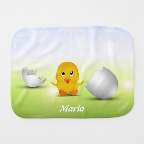 Cute Little Baby Chick Your Name Baby Burp Cloth