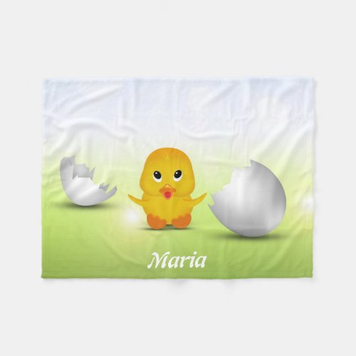 Cute Little Baby Chick Your Name Fleece Blanket