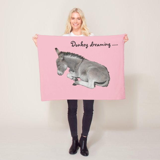 Cute Little Baby Donkey Foal on Pink Fleece Blanket (In Situ)