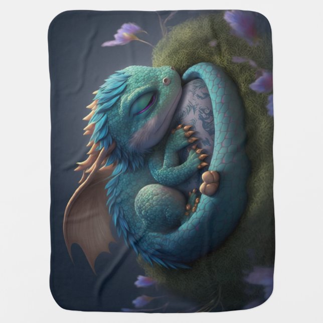 Cute Little Baby Dragon Sleeping Blanket (Front)