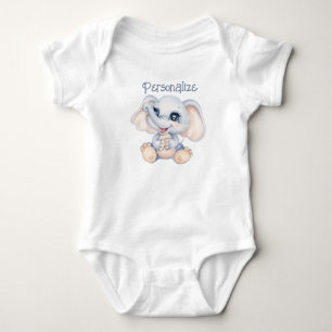 Cute Little Baby Elephant Personalize Bodysuit