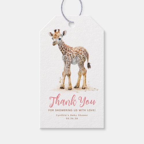 Cute Little Baby Giraffe Thank You Gift Tags