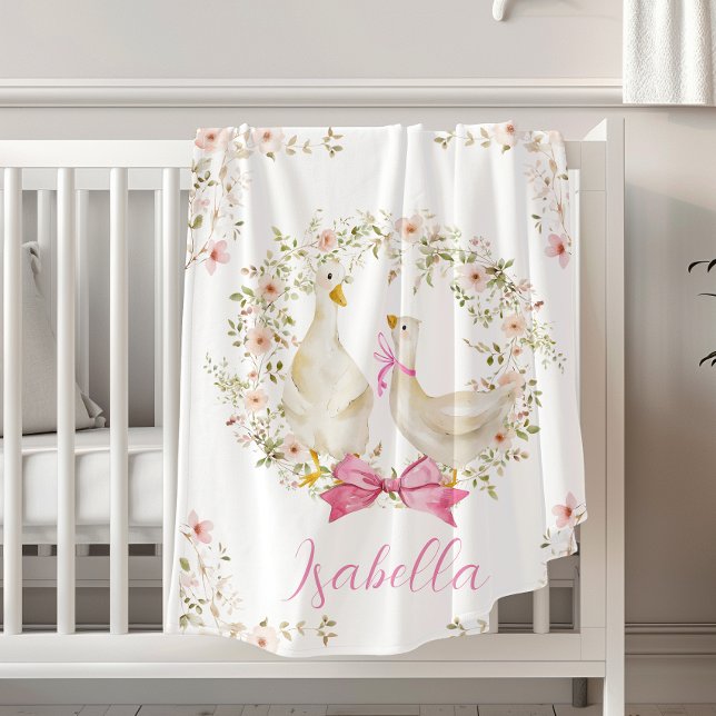 Cute Little Baby Goose & Mom Wildflower  Baby Blanket (Creator Uploaded)
