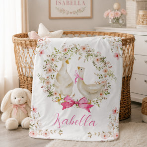 Cute Little Baby Goose & Mom Wildflower  Blanket