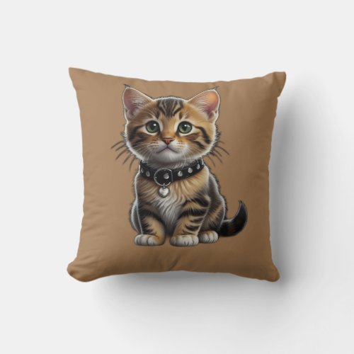 cute little baby kitten throw pillow