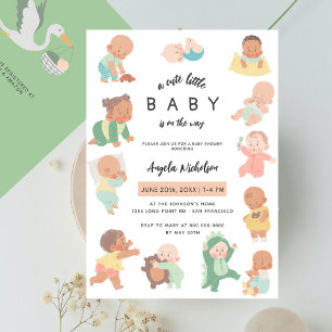 Cute Little Baby On The Way Watercolor Baby Shower Invitation