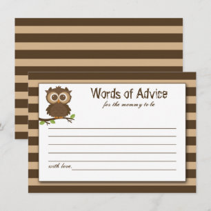 Cute Little Baby Owl Baby Shower Advice & Wisdom Card