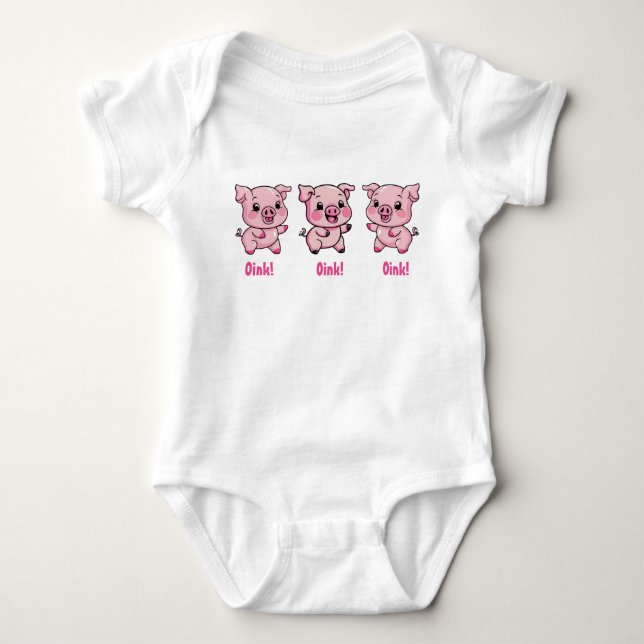 Cute Little Baby Pig Baby Bodysuit (Front)