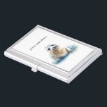 Cute little baby seal in white and blue business card case<br><div class="desc">watercolor painting of a cute little baby seal painted in blue and white</div>