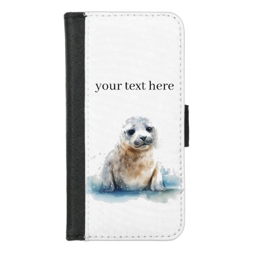 Cute little baby seal in white and blue iPhone 87 wallet case