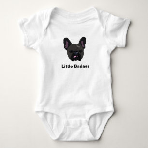 Cute "Little badass" black French Bulldog Baby Bodysuit