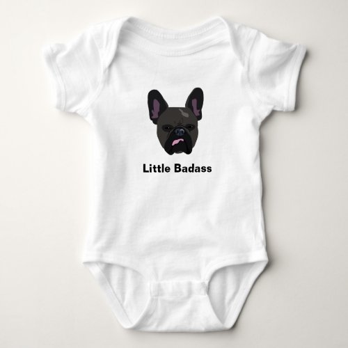 Cute Little badass black French Bulldog Baby Bodysuit