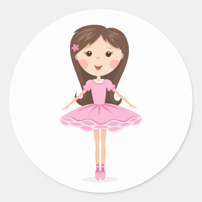 Cute little ballerina cartoon girl round sticker