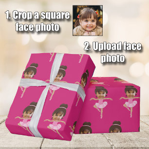 Cute Little Ballerina Girl Custom Kids Photo Wrapping Paper