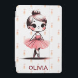 Cute Little Ballerina Girl iPad Mini Cover<br><div class="desc">This adorable personalized iPad cover features a cute little kawaii pink ballerina girl with ballet shoes in the background.</div>