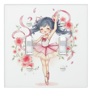 Cute little ballerina girl light switch cover